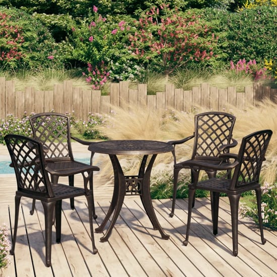 Photo of Durham cast aluminium 5 piece bistro set in bronze