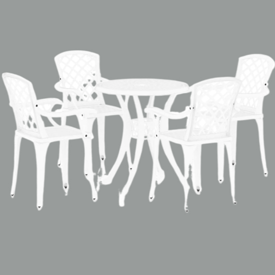 Durham Cast Aluminium 5 Piece Bistro Set In White