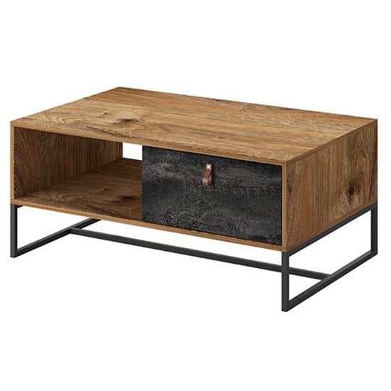 Product photograph of Durham Wooden Coffee Table With 1 Drawer In Ribbeck Oak from Furniture in Fashion