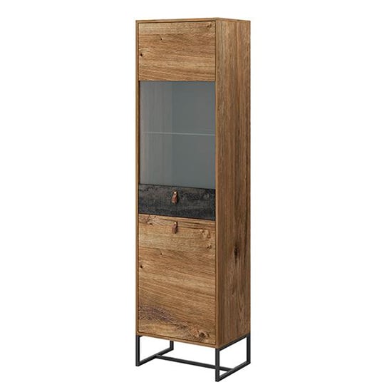 Durham Wooden Display Cabinet Tall With 2 Doors In Ribbeck Oak