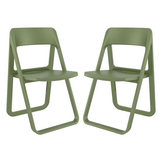 Durham Olive Green Polypropylene Dining Chairs In Pair