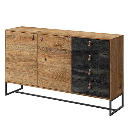 Product photograph of Durham Wooden Sideboard With 2 Doors 4 Drawers In Ribbeck Oak from Furniture in Fashion