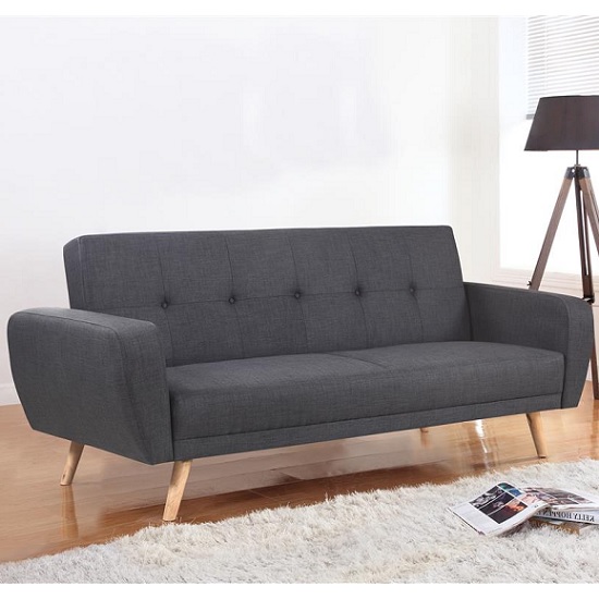 Photo of Durham fabric sofa bed large in grey with wooden legs