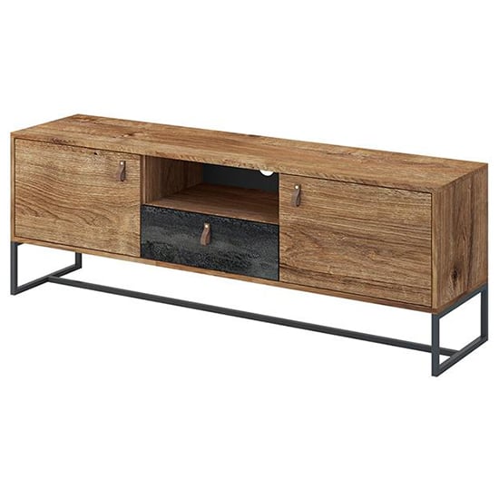 Durham Wooden TV Stand With 2 Doors 1 Drawer In Ribbeck Oak