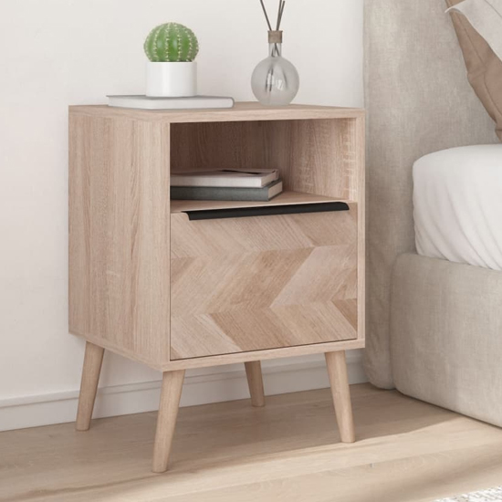 Product photograph of Durham Wooden Bedside Cabinet With 1 Drawer In Sonoma Oak from Furniture in Fashion
