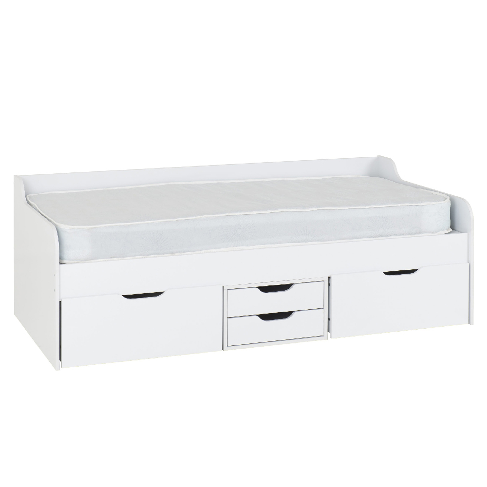 Durham Wooden Children Day Bed With 4 Drawers In White
