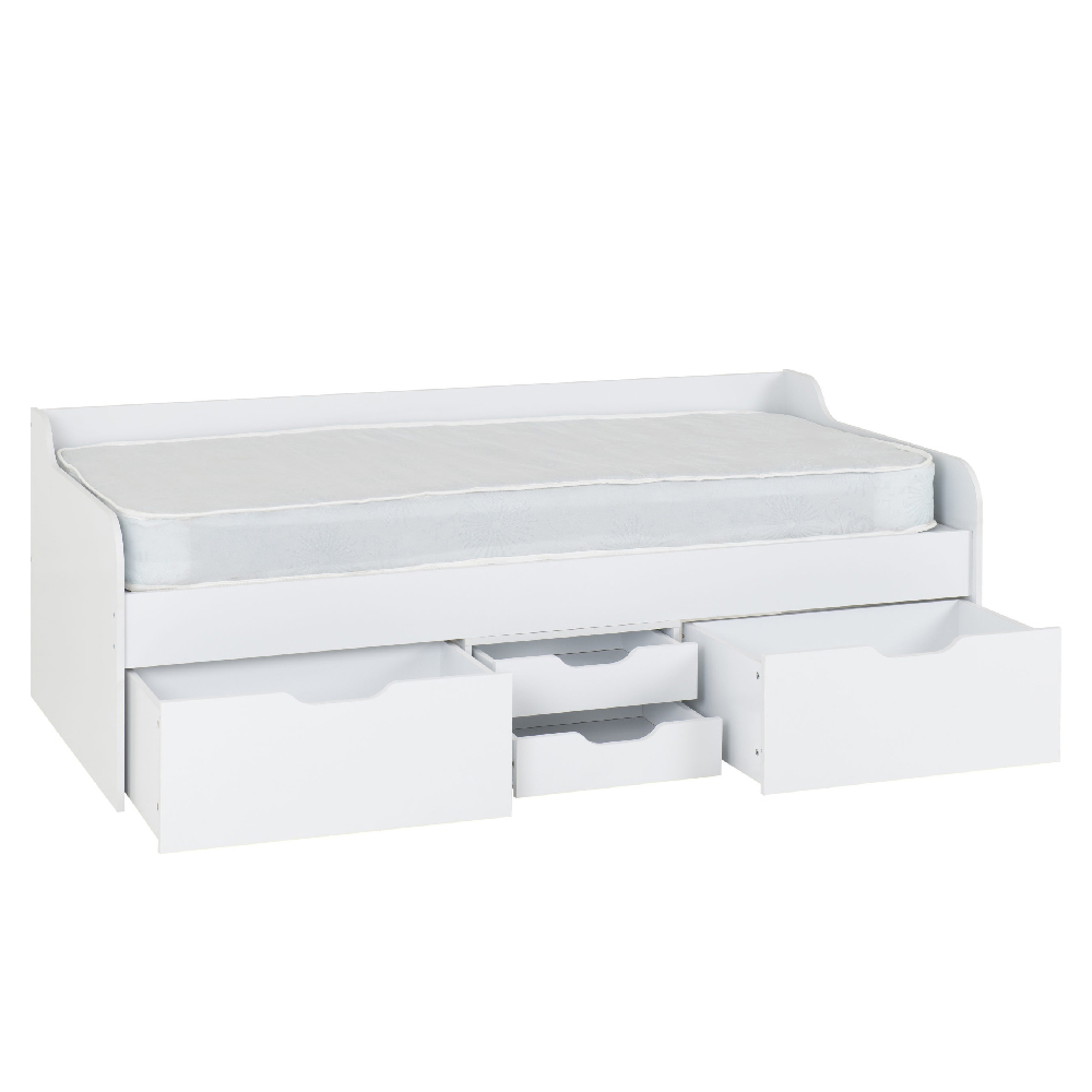 Durham Wooden Children Day Bed With 4 Drawers In White