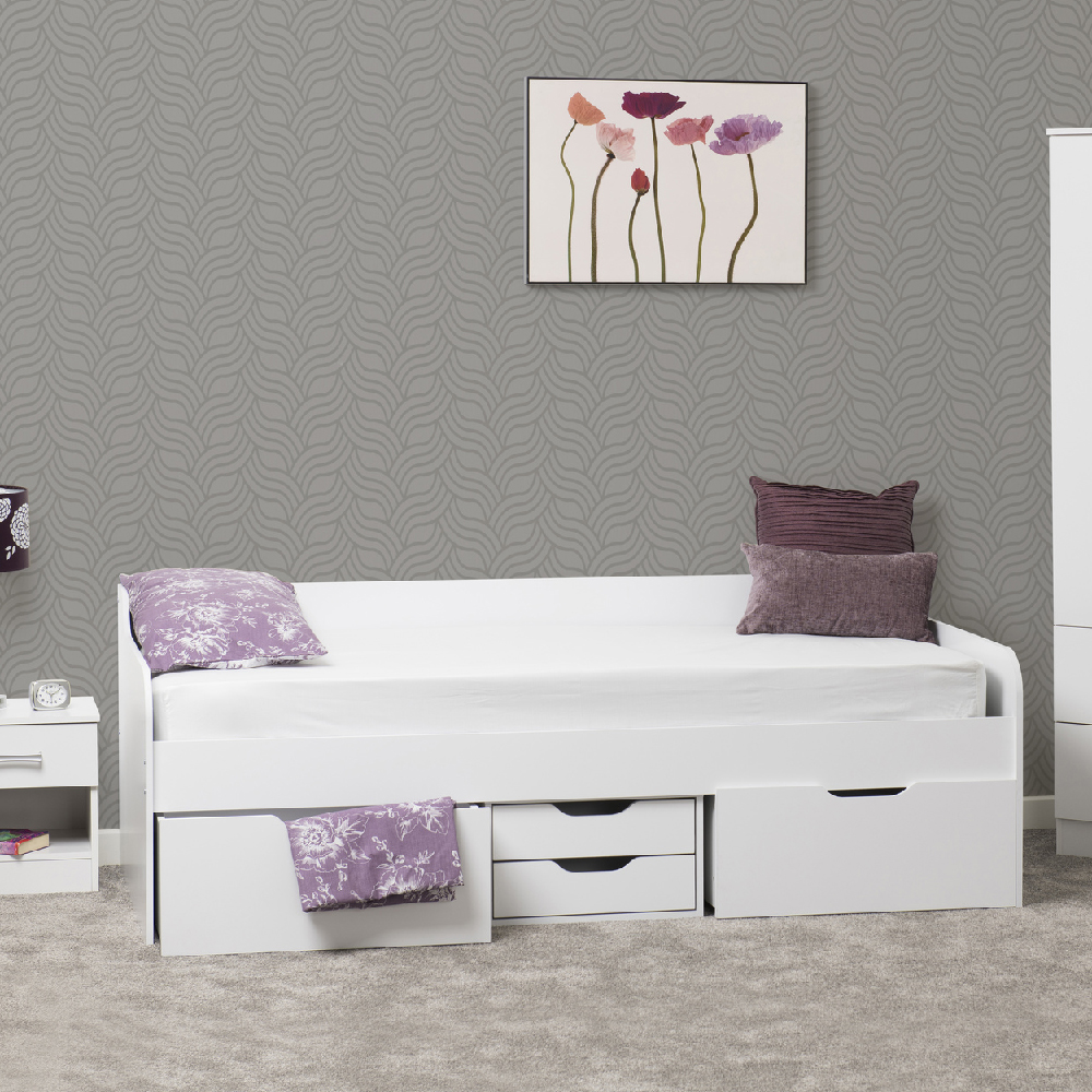 Read more about Durham wooden children day bed with 4 drawers in white