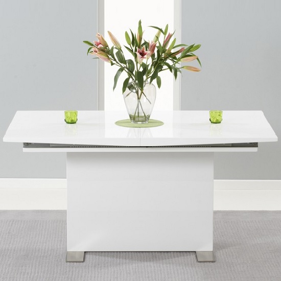 Dorhem Extending High Gloss Dining Table In White_2