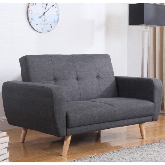 Photo of Durham fabric sofa bed in grey with wooden legs