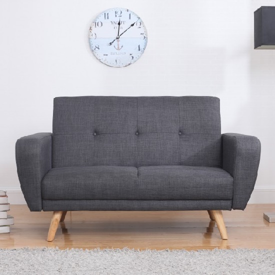 Durham Fabric Sofa Bed In Grey With Wooden Legs_2