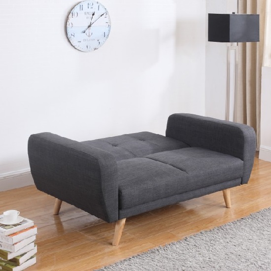Durham Fabric Sofa Bed In Grey With Wooden Legs_3