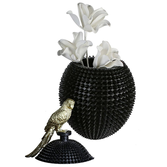 Durian Poly Large Decorative Vase In Black And Gold thumbnail