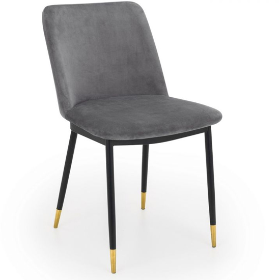 Daiva Grey Velvet Upholstered Dining Chairs In Pair