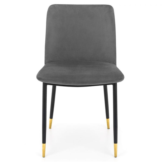 Daiva Grey Velvet Upholstered Dining Chairs In Pair