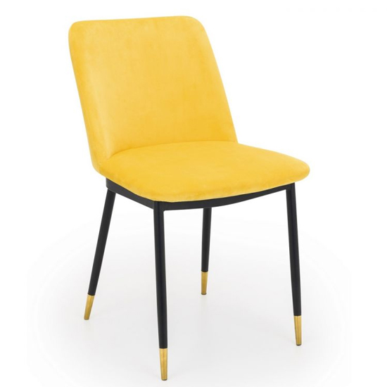 Daiva Mustard Velvet Upholstered Dining Chairs In Pair