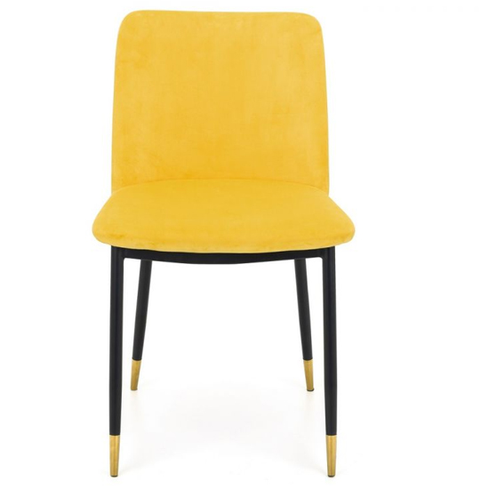 Daiva Mustard Velvet Upholstered Dining Chairs In Pair
