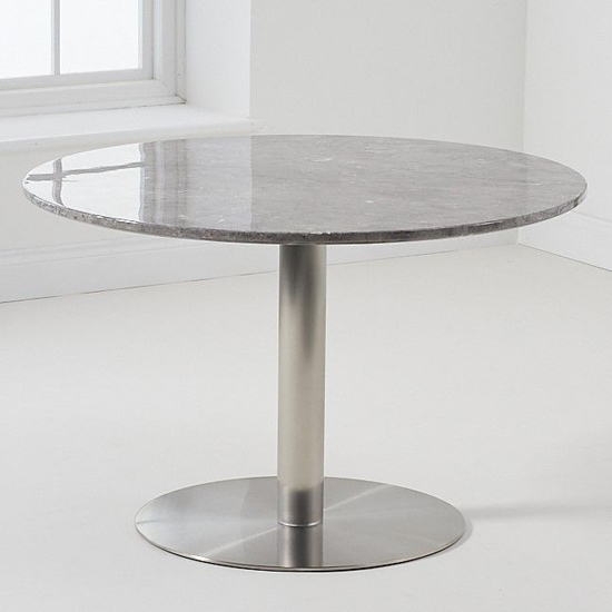Dutren Round High Gloss Marble Effect Dining Table In Grey_2