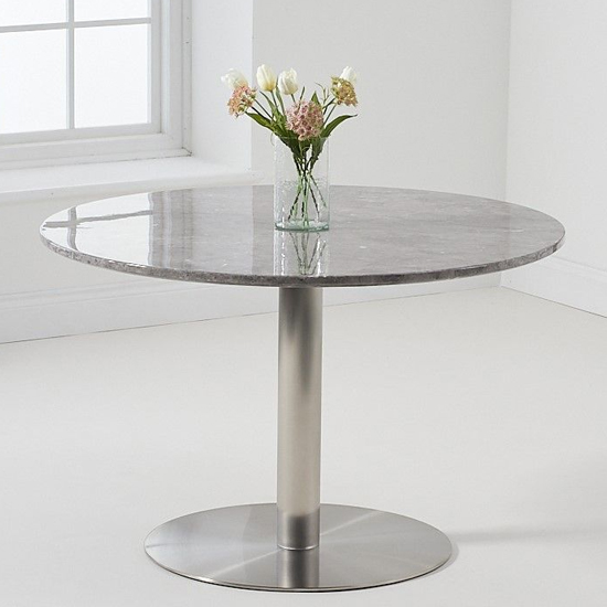 Dutren Round High Gloss Marble Effect Dining Table In Grey_1