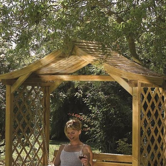 Dyce Wooden Arbour In Natural Timber With Swinging Seat_4