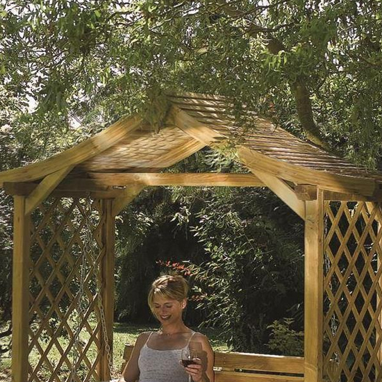 Dyce Wooden Arbour In Natural Timber With Swinging Seat
