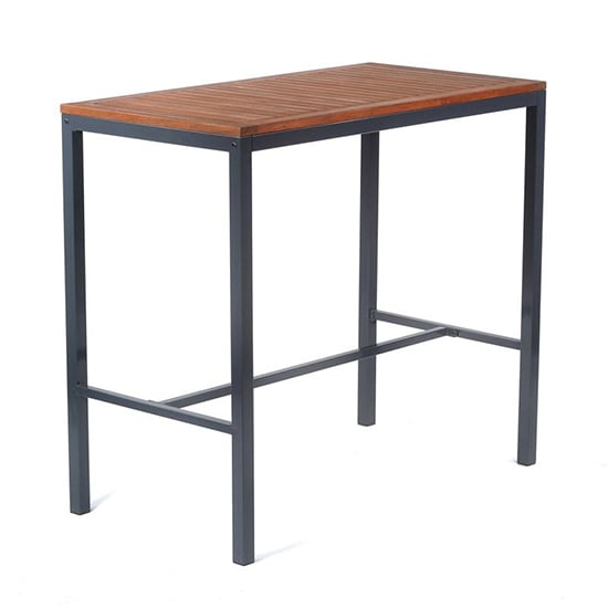 Product photograph of Dylan Hardwood Bar Table Rectangular In Brown With Metal Frame from Furniture in Fashion
