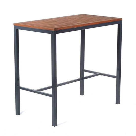 Dylan Hardwood Bar Table Rectangular In Brown With Metal Frame