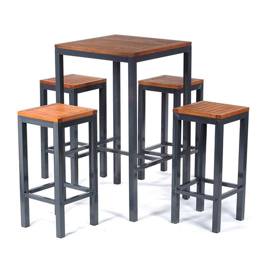 Product photograph of Dylan Hardwood Bar Table Square With 4 Stools from Furniture in Fashion