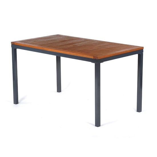 Product photograph of Dylan Hardwood Dining Table Rectangular In Brown With Metal Frame from Furniture in Fashion