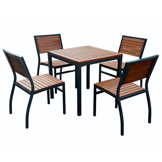 Read more about Dylan wooden square dining table with 4 side chairs in brown