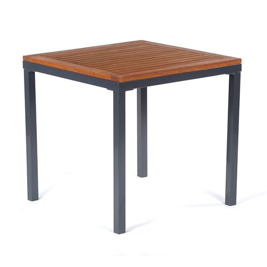 Product photograph of Dylan Hardwood Dining Table Square In Brown With Metal Frame from Furniture in Fashion