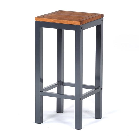 Dylan Hardwood High Bar Stool In Brown With Metal Frame