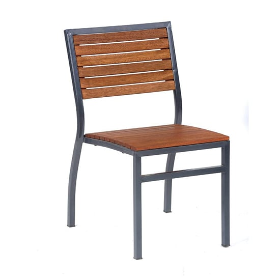 Dylan Hardwood Side Chair In Brown With Dark Grey Metal Frame