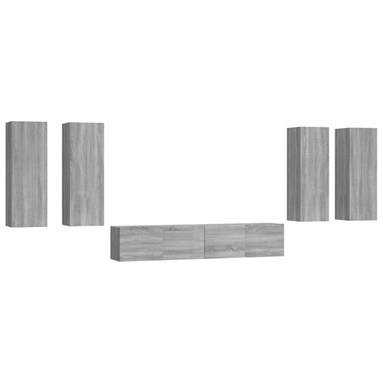 Dyllis Wooden Living Room Furniture Set In Grey Sonoma Oak