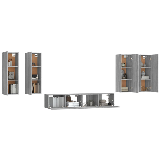 Dyllis Wooden Living Room Furniture Set In Grey Sonoma Oak