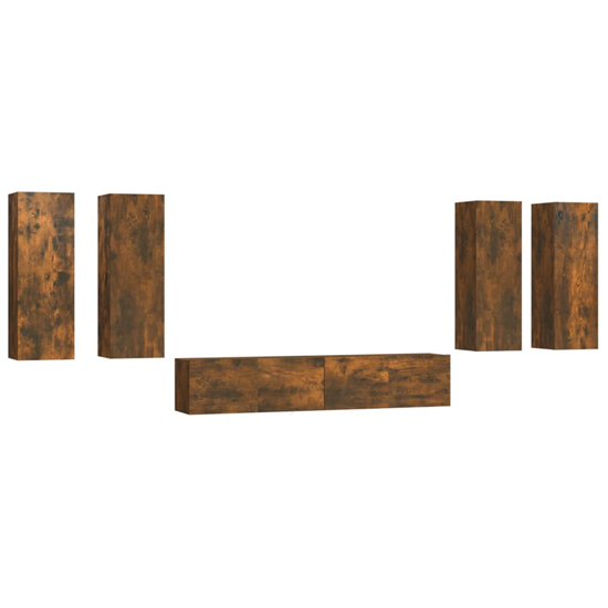Dyllis Wooden Living Room Furniture Set In Smoked Oak
