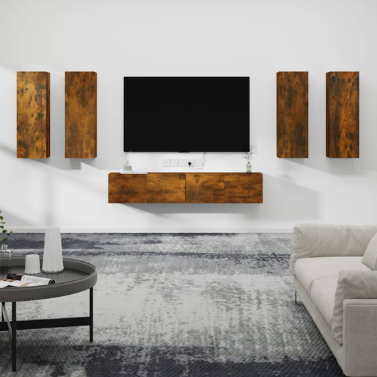 Product photograph of Dyllis Wooden Living Room Furniture Set In Smoked Oak from Furniture in Fashion