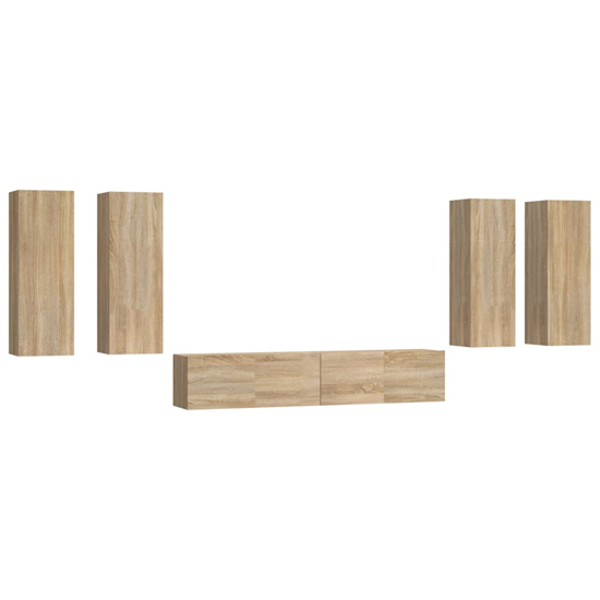Dyllis Wooden Living Room Furniture Set In Sonoma Oak