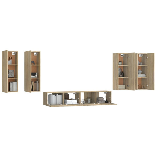 Dyllis Wooden Living Room Furniture Set In Sonoma Oak