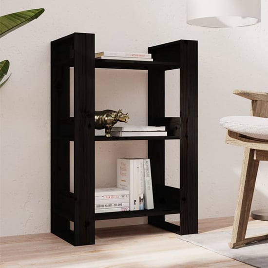 Dylon Pine Wood Bookcase And Room Divider In Black_1