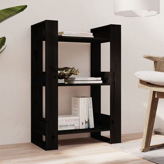 Photo of Dylon pine wood bookcase and room divider in black