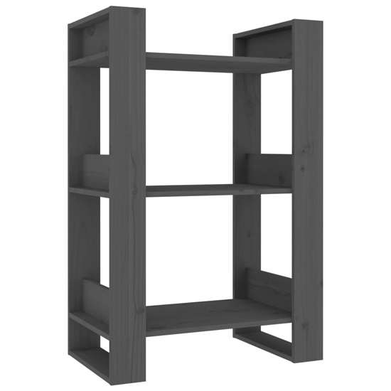 Dylon Pine Wood Bookcase And Room Divider In Grey