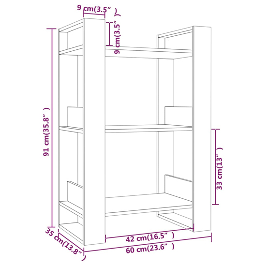 Dylon Pine Wood Bookcase And Room Divider In Grey