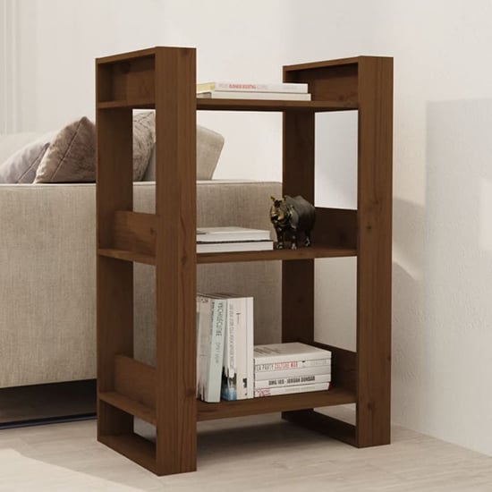 Dylon Pine Wood Bookcase And Room Divider In Honey Brown_2