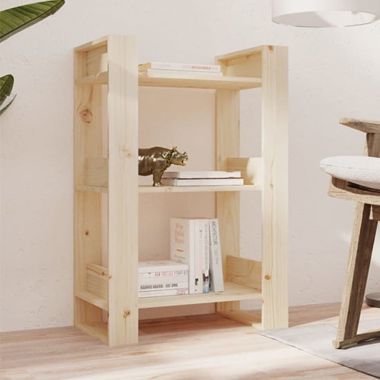 Dylon Pine Wood Bookcase And Room Divider In Natural