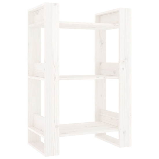 Dylon Pine Wood Bookcase And Room Divider In White