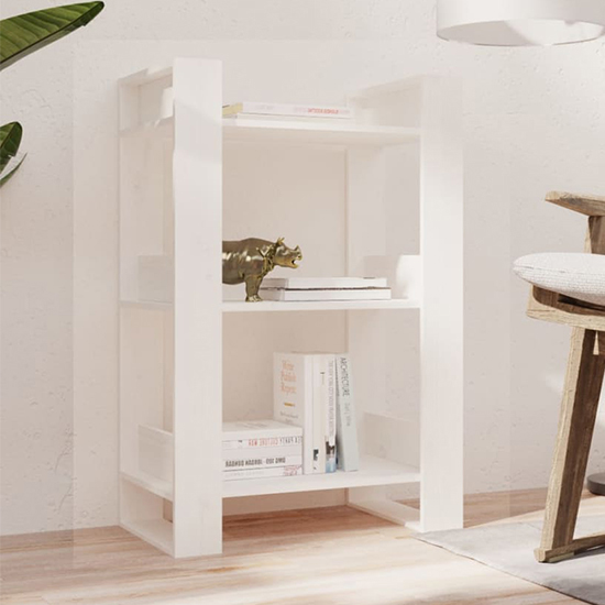 Dylon Pine Wood Bookcase And Room Divider In White_1