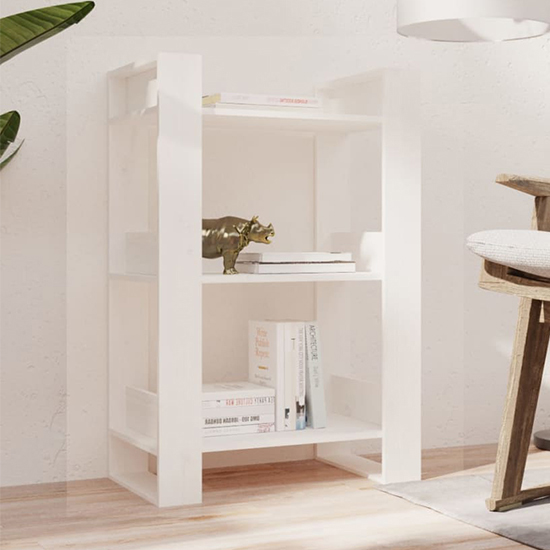 Photo of Dylon pine wood bookcase and room divider in white