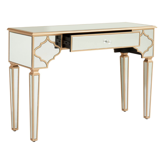 Dziban Mirrored Glass Console Table With 1 Drawer In Gold_2