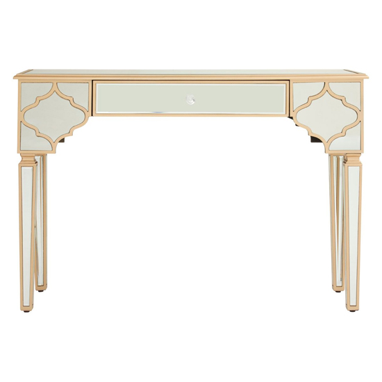 Dziban Mirrored Glass Console Table With 1 Drawer In Gold_3